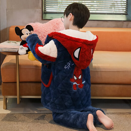 YouGang Children's Pyjamas Jungen im Herbst und Winter verdickte Koralle Samt dreischichtige Baumwolljacke Flanell Baby Home Kleidung LDR9922 Baumwoll Pikachu 120 cm (12 Größen empfohlene Höhe 115-125)