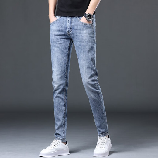 Diotu Autumn New Men's Jeans Light Luxury Brand Trendy Brand Pantalon Slim Ajustement Slim Pantalon Fashion Pantalon Men de mode Pantalon FRENDY Youth Tendy Heavy and Fasha