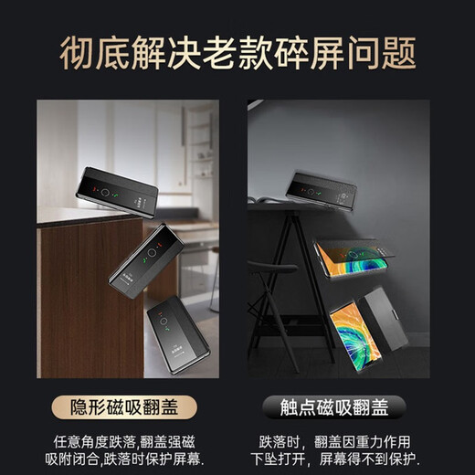 Velez Huawei Mate30pro Caso de teléfono móvil Nuevo cuero magnético Ventana inteligente Flip Cubierta de voltaje para dormir Full Inclusive Mate30ePro Anti-Fall de alta gama Modelo de absorción magnética Modelo de absorción magnética [Elegante Negro] Patrón de napa de caza de alta gama Huawei Mate30propro