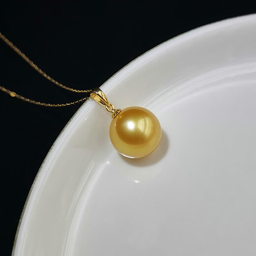 Xuanxian basic gold pearl South Sea sea gold bead pendant Philippine thick gold gold bead necklace 9-10mm bright and flawless
