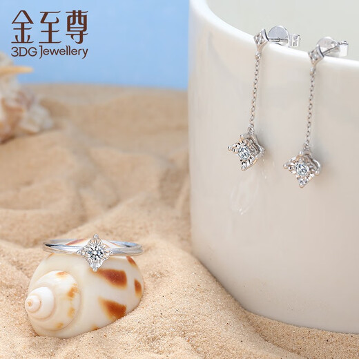 Gold Supreme (3DG Jewelery) Flash Diamond Earrings Xingchen Platinum PT950 Earrings Diamond total 24 points/FG color VS clarity/Gold weight about 2.7 grams