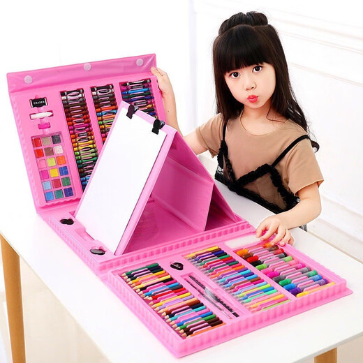 Dessin Set Toys's Children's Drawing Tools Brosse avec planche à dessin Boîte à cadeau d'huile de stylo aquarelle 1er juin Gift de la journée pour enfants 208 ensembles d'ensembles de luxe [rose]