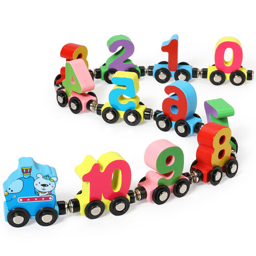 Holzfleischbällchen Kinder magnetisch digitaler Zug Frühschuldigitale kognitive Bausteine ​​für Jungen und Mädchen zu Hause Dekoration versammelt