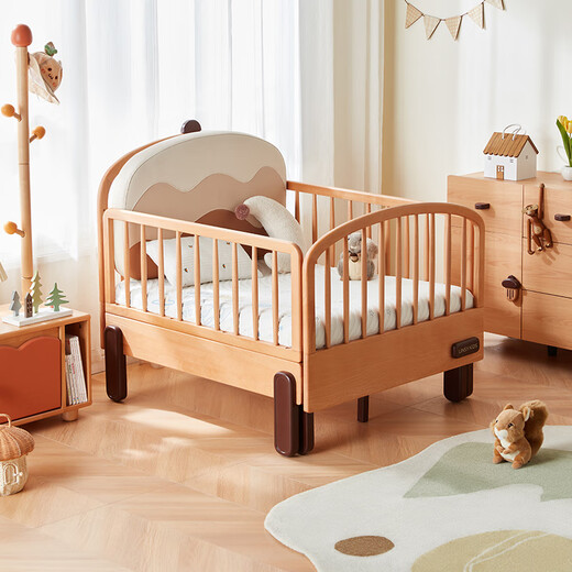 LINSY KIDS Lin's children's bed solid wood retractable crib guardrails detachable splicing bed folding pull-out bed household small bed 1.14~2.0m retractable bed
