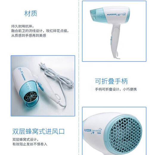 飞科（FLYCO）电吹风机家用大功率吹风筒可折叠便携式吹风机 FH6223蓝色