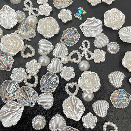 OSRO special-shaped imitation pearl soft clay particles cream glue handmade diy materials pearlescent bow love material package special-shaped pearls about 15g/pack