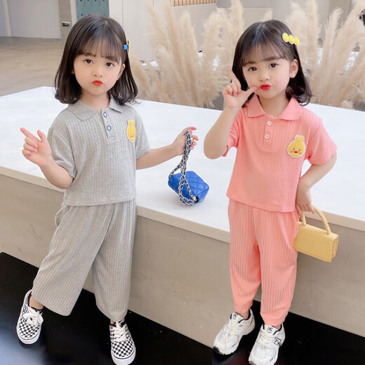 迪士尼（Disney）童装女童套装夏季新款洋气儿童夏装小童女孩休闲两件套女宝宝衣服 粉色 110 适合身高100-110cm年龄4-5岁