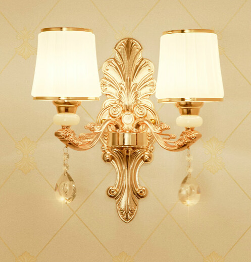 Film and television wall lights LED European style bedroom bedside lights Living room background decoration wall lights Atmospheric KTV hotel crystal wall lights X698 double heads