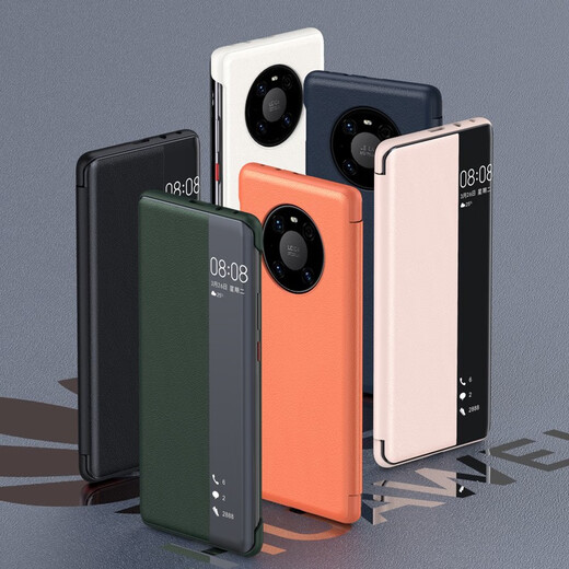 Mr.G es adecuado para Huawei Mate40pro Mobile Telephone Protection Case Flip Window Smart Sleeping Mobile Telephone Mobile Telephone Inclusive Full-Fall High-Fall Men's Business Cuero Black [MATE40PRO] 40EPRO Universal Smart Window Window