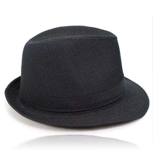 Morning shade hat men's spring and autumn top hat suit material middle-aged and elderly British jazz hat gentleman warm suit fabric (black)