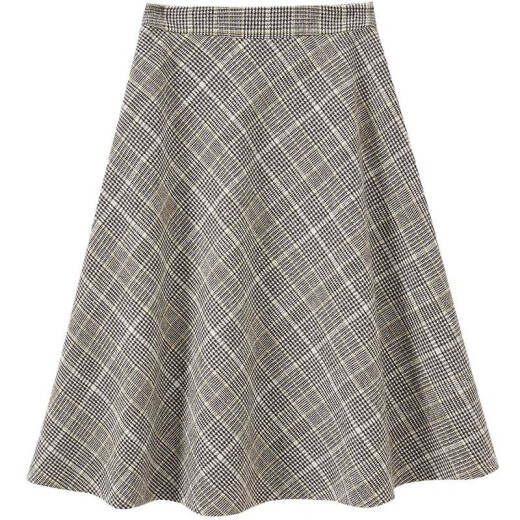 Shandubila British style sub-skirt women's autumn and winter slim a-line skirt large skirt woolen mid-length skirt 104Q32661 apricot plaid L