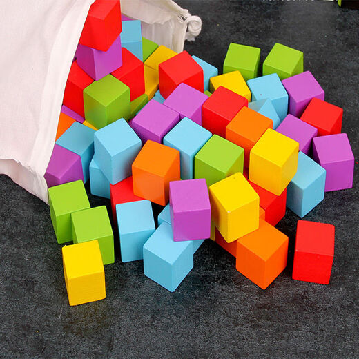 Petits blocs de construction en couleur mathématiques carrés aides pédagogiques cube cube en bois carré de jardin d'enfants