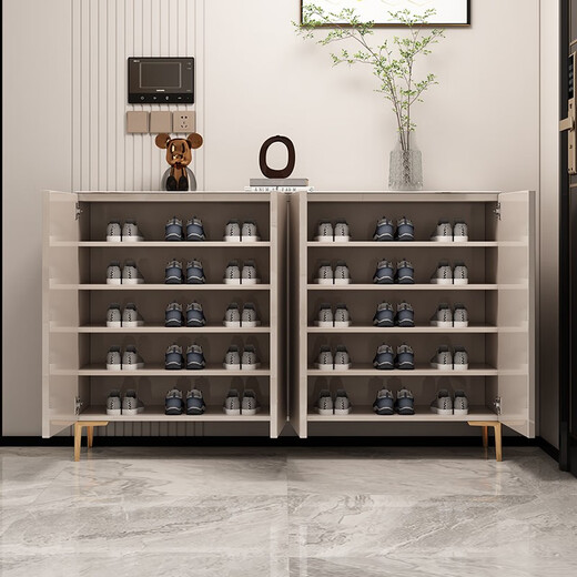 Cherry Craft Light Luxury Schuhschrank Haushaltstür Steinsplatte Aufbewahrungsschrank Eingang Foyer Eingangsschrank Wohnzimmer Trennschrank integriert D684 Grüne Länge 140 Breite 34 Höhe 100 Glas Arbeitsplatte
