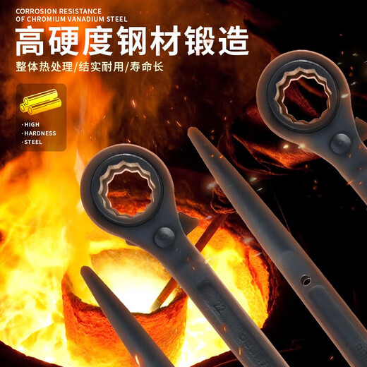 Deli sharp tail ratchet wrench, fast and labor-saving, plum blossom quick plate wrench, two-way multi-functional spur wheel socket tool, sharp tail ratchet wrench 30*32mm