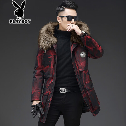 Playboy pie overcoat men's fur one-piece 2020 new camouflage king raccoon fur Haining fur coat winter camouflage red L