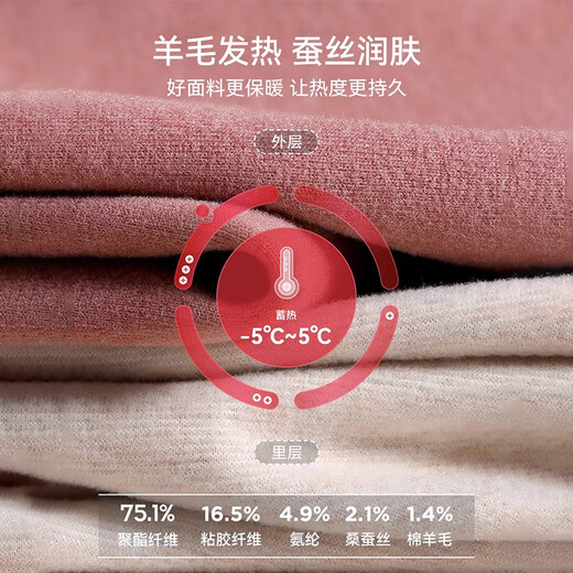 猫人保暖内衣女士发热羊毛秋衣秋裤套装加厚加绒含内穿打底线衣线裤冬 【羊毛发热+蚕丝润肤】肤色 L 【建议重100-115斤】