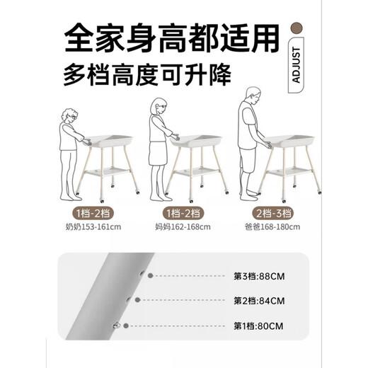 Huizhenyu [Confinement Center] 2025 new diaper table baby care table newborn diaper changing massage touch 1 Morandi white [wheel * 4 + side bag * 1 + storage frame *