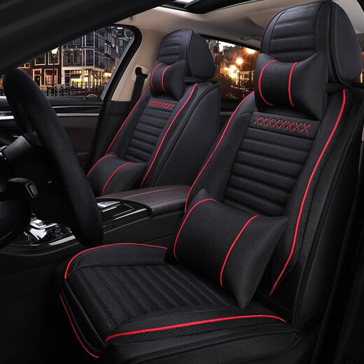 Coussin de siège d'auto omanu quatre saisons en lin universel entièrement fermé couvre de siège d'auto tissu couvercle coussin de siège respirant adapté à la version luxueuse riz chauds Peugeot 301 308 408 4008 5008