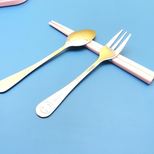Sanrio Children's Tableware Set 304 Stainless Steel Spoon Fork Chopsticks Tableware Box Portable Cute Three-Piece Set Storage Box Random Set