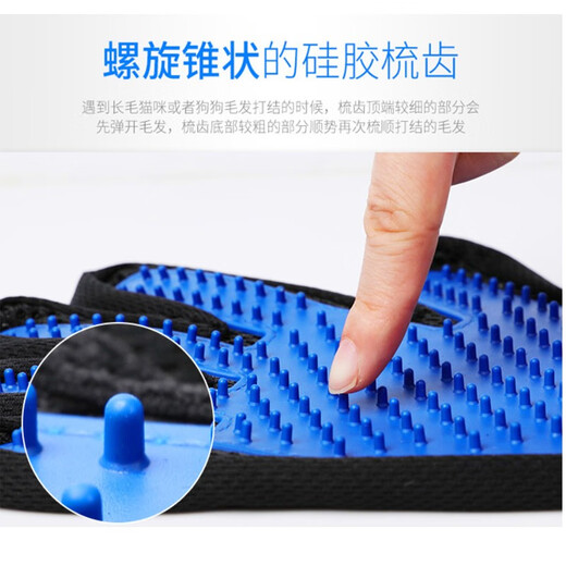 Lorif pet hair removal and sticky hair removal gloves, cat and dog grooming gloves, dog and cat bathing gloves, dog comb, grooming gloves blue (right hand)