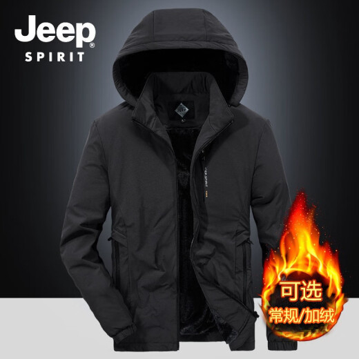 JEEP Jacket Men's 2024 Autumn New Jacket Men's Korean Slim Men's Autumn and Winter Men's Youth Casual Clothes with 0063 Black XL Code