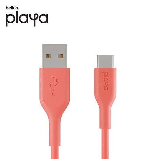 Belkin (BELKIN) USB-IF certified Type-c interface fast charging data cable USB-A to USB-C car carplay suitable for Apple iPhone 16/15 playa A to C data cable 1 meter coral red PVC