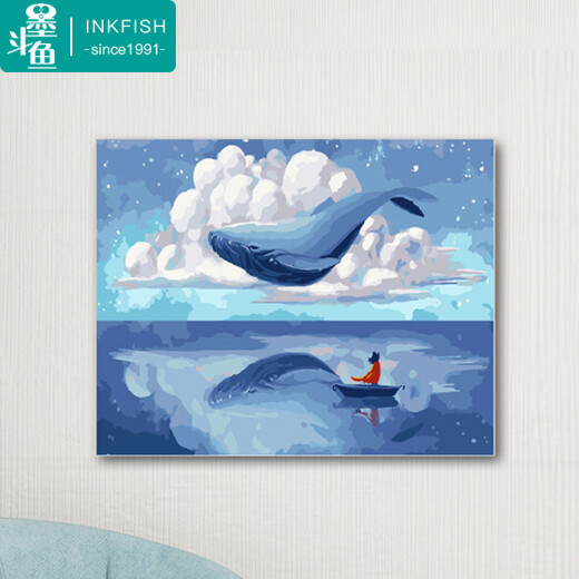 Squid DIY digital oil painting Blue Whale 40*50cm living room filled hand-painted painting filled hand-painted oil painting decorative painting