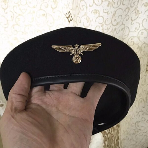 Teqima hat Korean version beret size male and female painter hat stage badge fashion hat black hat + metal horse M 57-59cm