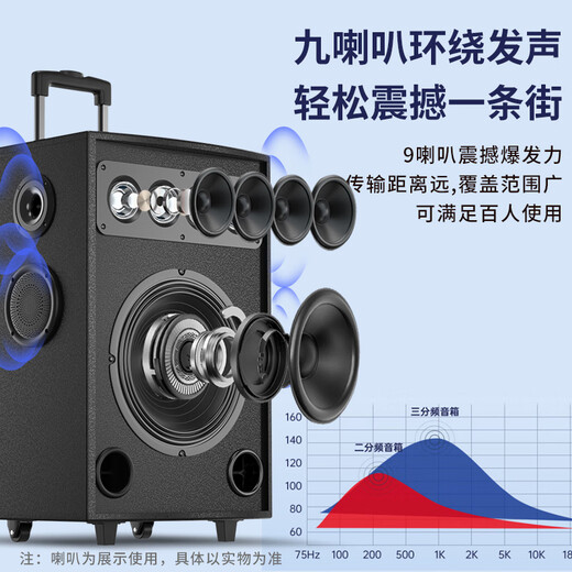 Sony Ericsson (soaiy) 8-inch square dance audio wooden high-power portable outdoor heavy bass Bluetooth karaoke special high-volume 9-speaker mobile trolley speaker performance dual microphone SA-F85