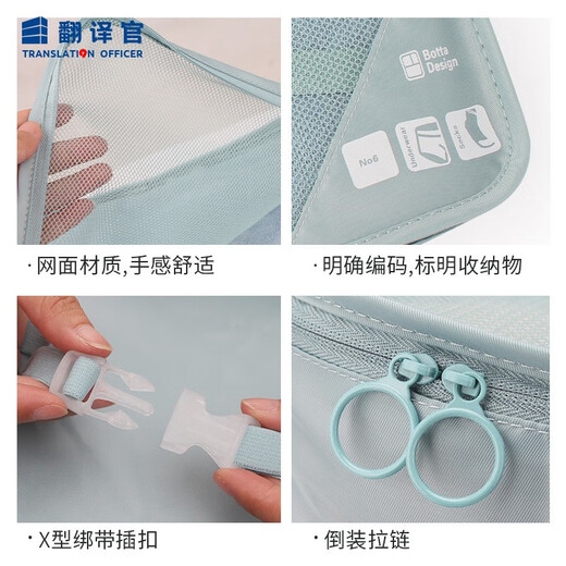 Oficial de traducción Viaje Bolsa de almacenamiento portátil Equipaje clasificado Organización de la bolsa Packaging Back Rear Bag Bag Bag Shoe Bag Literary Edition - Set de seis piezas