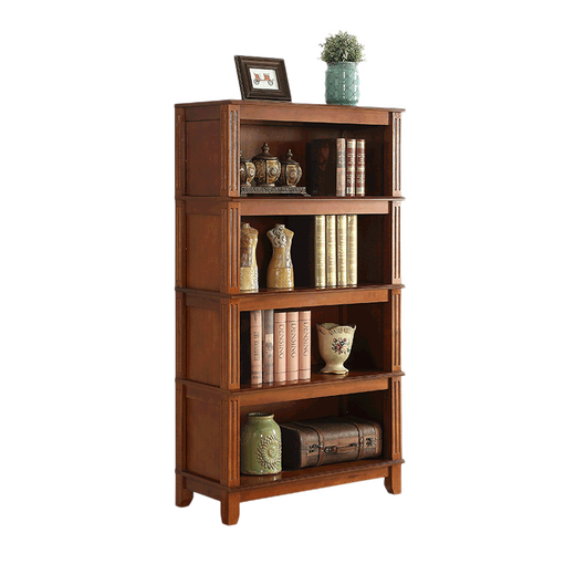 Grine American Massivholz Bücherregal kostenlose Kombination aus raumhohe Wand Einfaches Wohnzimmer Büro Europäische Bücherregalregal Vierschicht Bücherregal Height 1479 mm (tiefe Kirschfarbe) 1000*380 (Länge*Breite)