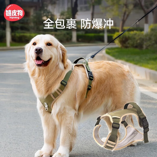 Hipidog dog leash medium-sized large dog vest chest strap dog leash Samo Golden Retriever Labrador dog walking leash black and red [comfortable and breathable] M (recommended weight 16-28 Jin [Jin equals 0.5 kg])