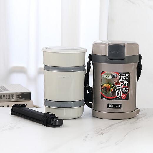 TIGER Japanese insulated lunch box 4-layer large-capacity lunch box microwaveable 3-layer stainless steel portable lunch box 3-layer lunch box LWU-B170