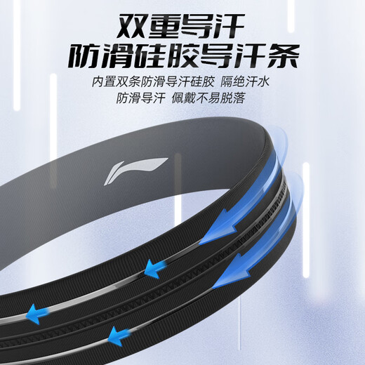 李宁（LI-NING）运动发带男女吸汗头带止汗带跑步导汗带篮球防汗头巾戴束发带头箍