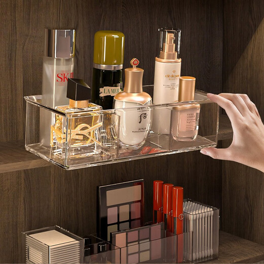 KAMAN Mirror Cabinet Storage Box Bathroom Transparent Acrylic Cosmetics Storage Organizing Box Washstand Bathroom Storage Rack Classification Storage Box Long Five-Gate 1
