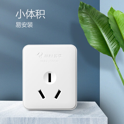 Bull plug two-pin 2-hole 10a power strip high-power 16a five-hole wall old-fashioned 86 type surface-mounted socket air conditioning panel porous wireless household strip single-item simple and small Z2 (3-hole 10A surface-mounted)