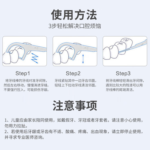 3M双线牙线棒细滑牙线签 双倍洁净剔除齿缝残留 配收纳盒 2盒248支