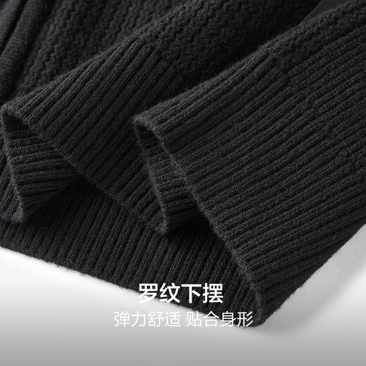 红豆针织衫男【含莫代尔绵羊毛】25春季新品翻领拉链开衫毛衣男外穿 S1黑色 XL 180/96A