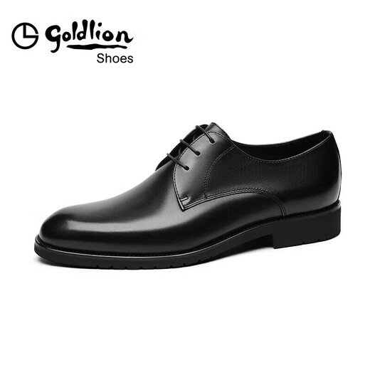 Goldlion Men's Shoes Business Formal Shoes Autumn and Winter Soft Banquet Wedding Shoes Comfortable Derby Leather Shoes 50274043201A Black 42