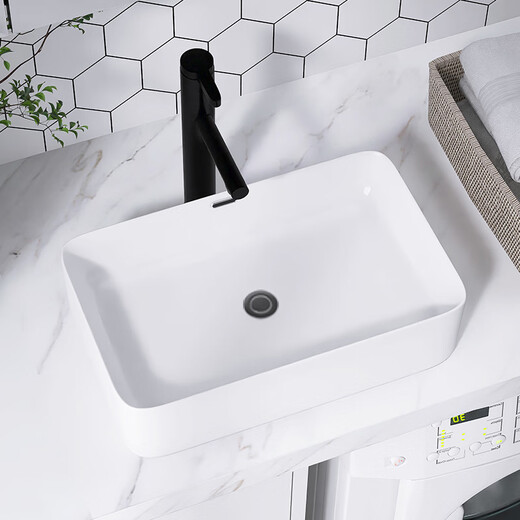 Jiumuwang (JOXOD) Arbeitsplatte Basin Fitionssensi Arbeitsplatten -Basin -Balkon -Waschbecken Einzugsbecken Haushaltswaschbeckengröße Quadratwaschbeckenhygiene 6210 klein (370 x 235x120)