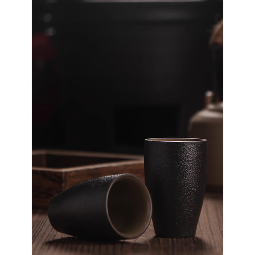 Enshousu Chinese-style ceramic spirits white wine cup household retro-style rice wine one or two small wine cups one cup wine cup customized Japanese style cup black pottery (30ml)