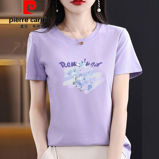 Pierre cardin official high-end brand withdrawal pure cotton white short-sleeved T-shirt women's loose printed T-shirt in summer brand flagship 6196 white short-sleeved L (recommended 105-120 Jin [Jin equals 0.5 kg])