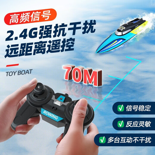 BEIQUE DERNOTE Control Boat Speedboat Yacht Elektrisches U-Boot-Kriegsschiff-Modell kann für Kinder Spielzeug Jungen 1. Juni Geschenk 30 cm Blau [Doppel Elektro + Hochgeschwindigkeitsmotor