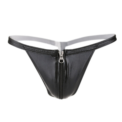 Sexy lingerie hot and provocative leather thong couple zipper underwear sexy free zipper open panties passion suit female erotic adult products men black