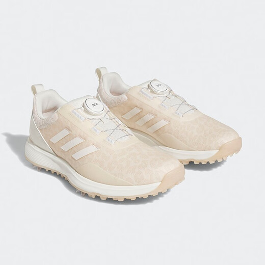 adidas 阿迪达斯 高尔夫球鞋女鞋BOA快速系带防滑轻量带钉运动休闲鞋子 GV9435 粉白/粉白/黄 38.5