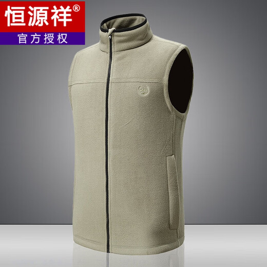 Hengyuanxiang brand high-end men's clothing winter fleece jacket men's polar fleece vest plus velvet thick high collar outdoor loose vest middle-aged dad vest dark gray 2XL