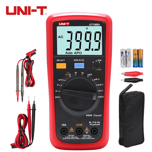 UNI-T multimeter high-precision digital multimeter automatic range anti-burn anti-mismeasurement multi-purpose electric meter voltage and current meter NCV large capacitance measurement UT136B+