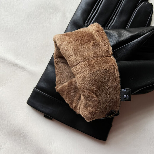 Gold Longyue Men's Lambskin Genuine Leather Gloves Touch Screen Thin Unlined Single Layer Soft Sheepskin Driving Outdoor Gloves Split Finger Spring Autumn Winter Plus Velvet Warm Black Plus Small Hand Repair Black XS Plus Velvet