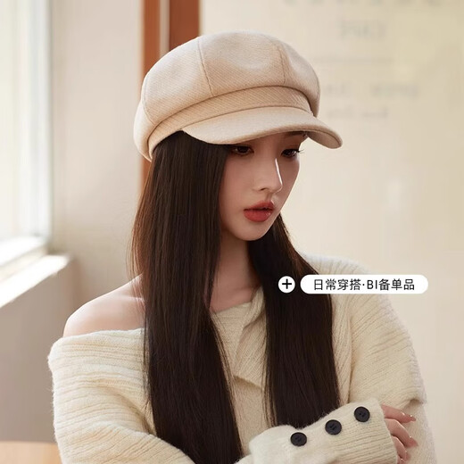 Shenggeer Hat Women's Spring and Autumn Korean Style Fashion Versatile Octagonal Beret Showing Face Small Retro Painter Hat British Peaked Cap Brown