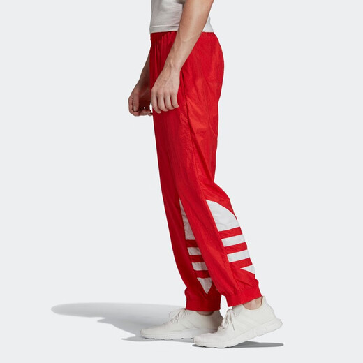 阿迪达斯 （adidas） 三叶草男子经典大LOGO复古时尚收脚束口拼色运动休闲长裤FM9898 红色/FM9898 S (参考身高:173~178CM)